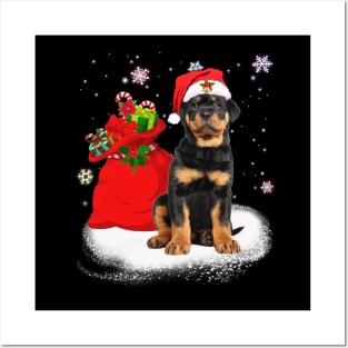 Christmas Santa Rottweiler Posters and Art